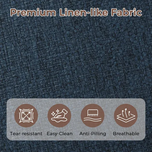 Miniatura 7 de LSSPAID Juego de 4 sillas de comedor, modernas y cómodas sillas Parsons tapizadas de lino con ribete de cabeza de clavo de bronce y patas de madera