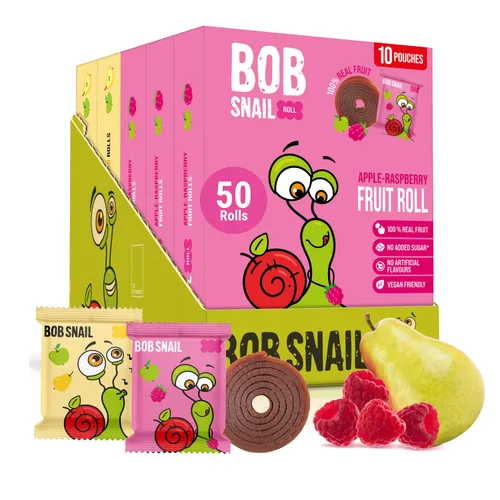 Miniatura 11 de Bob Snail Rollos de frutas – Arándanos y frambuesa, 50 unidades, aperitivos de frutas naturales, veganos, sin azúcar añadido, aperitivo para niños