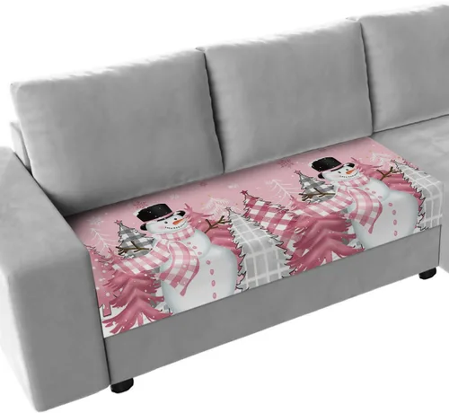 Miniatura 10 de Fundas de cojín elásticas para sofá de Navidad, diseño de muñeco de nieve, seccional/individual/en forma de L, protector de muebles con parte
