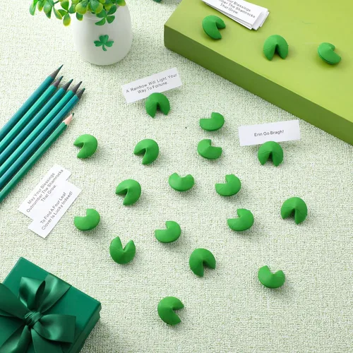 Miniatura 7 de Zhanmai Juego de 48 borradores de galletas Green Fortune con mensaje positivo para Año Nuevo Lunar, Día de San Valentín, Día de San Patricio