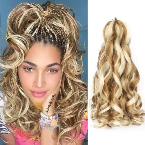Miniatura 29 de Cabello rizado francés para trenzar de 12 pulgadas, 8 paquetes de cabello rizado preestirado para trenzas de caja, rizos franceses, trenzas