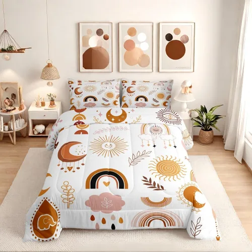 Miniatura 10 de Juego de Edredón de Princesa de Ballet para Niñas Tamaño Individual, Juego de Ropa de Cama de Castillo Arcoíris Kawaii Flores Lindas Mariquita Multi