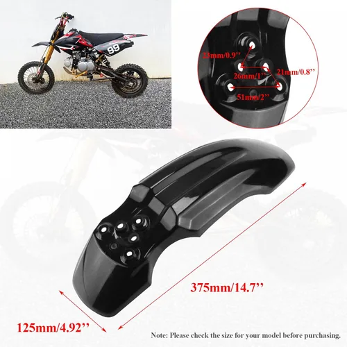 Miniatura 4 de Nuevo Olym plástico rueda delantera guardabarros para Tuttio Tutti Soleil 01 CRF50 estilo 125CC Pit PRO Trail Dirt Bike Negro