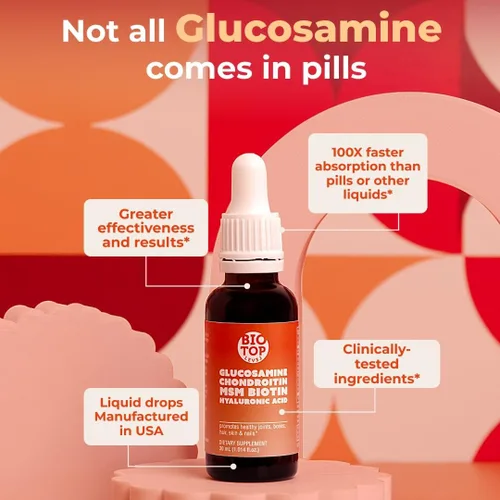 Miniatura 6 de Glucosamina líquida, condroitina, MSM, biotina, ácido hialurónico, fórmula todo en uno para una buena salud de articulaciones, huesos, cabello, piel