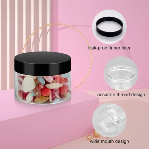Miniatura 2 de Loretoy Paquete de 36 tarros de plástico de 4 onzas con tapas, sin BPA, reutilizables, rellenables, recipientes de cosméticos transparentes