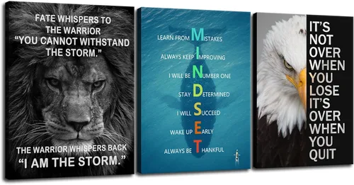 Miniatura 48 de Arte de Pared Motivacional 40 Razones para Entrenar 3 Piezas Pintura Impresión en Lienzo Decoración de Oficina Póster Mentalidad Millonaria