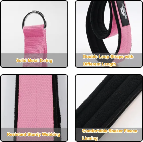 Miniatura 4 de 1 par de correas de doble bucle de Pilates para Reformer Fitness D-Ring Straps Handle Yoga Ejercicio Accesorios para el gimnasio en casa