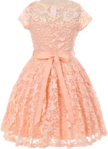 Miniatura 40 de Little Girl - Vestido de niña con manga de encaje y cinturón de piedras