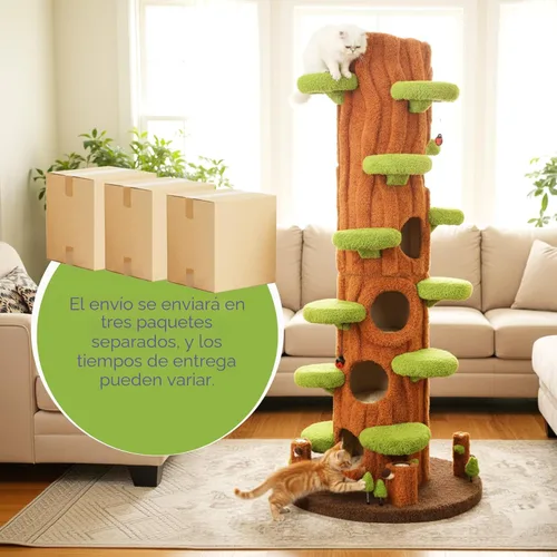 Miniatura 8 de NUNU LAB Árbol para gatos de 90.5 pulgadas de alto – Torre grande de árbol mágico para gatos con postes rascadores de sisal, escondite lateral
