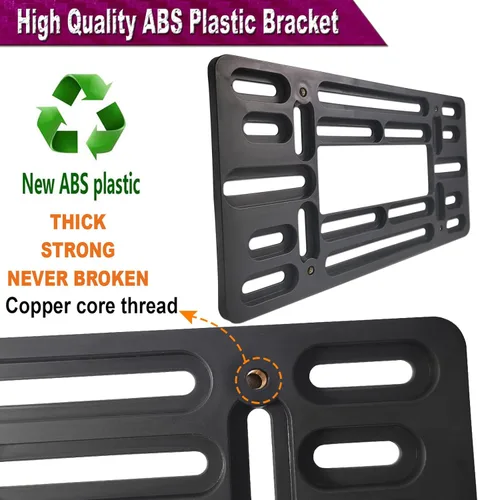 Miniatura 2 de ZXFOOG Kit de montaje de placa de matrícula delantera - Soporte de parachoques para placa de matrícula y marco de etiqueta de aluminio negro mate