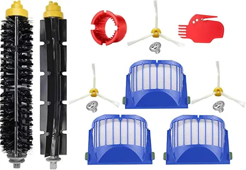 DLD Accesorio para Irobot Roomba 600 610 620 650 Series Kit de piezas de repuesto para aspiradoras, incluye 3 filtros, cepillo lateral y 1 cepillo