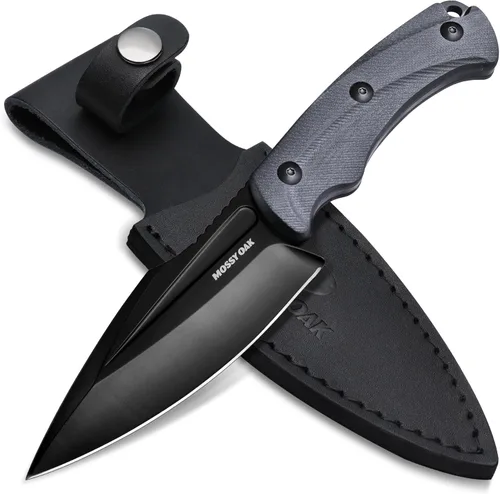 MOSSY OAK Cuchillo de caza con funda, cuchillo de hoja fija de espiga completa de 8.5 pulgadas, cuchillos al aire libre para supervivencia, Mango
