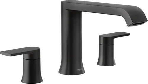Moen Genta LX T908BL - Grifo de bañera romano de dos manijas montado en la cubierta, juego de bañera moderno y generalizado para bañera, requiere