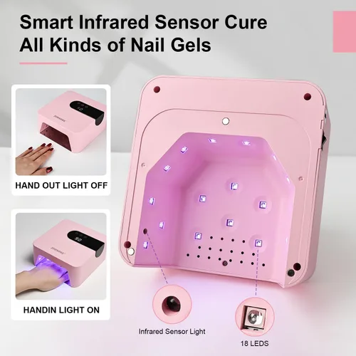 Miniatura 5 de JODSONE Lámpara de uñas U V recargable portátil con 3 temporizadores y pantalla LCD para secadora de uñas inalámbrica Gel Rosa