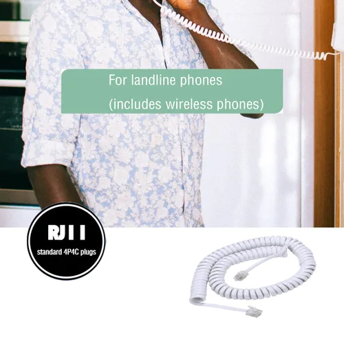 Miniatura 6 de Cable para teléfono celular, paquete de 5 unidades de 6.5 pies sin enrollar/1 pie en espiral para teléfono fijo cable 4P4C, accesorio de teléfono