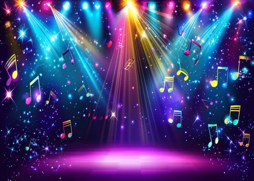 AIIKES Fondo de fotografía de escenario de arco iris de 7 x 5 pies, telón de fondo colorido de discoteca de los años 80, música rock, brillante,