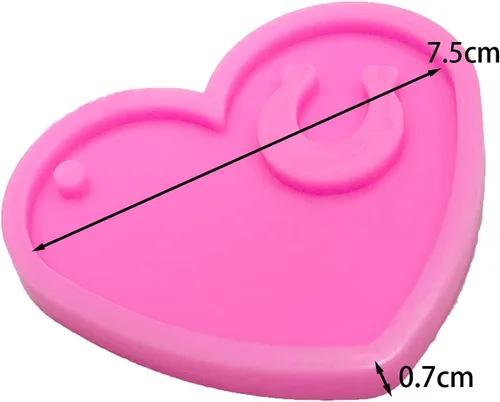 Miniatura 2 de Moldes de silicona con forma de corazón y herradura brillante brillante para manualidades, llavero de bricolaje, molde de arcilla polimérica