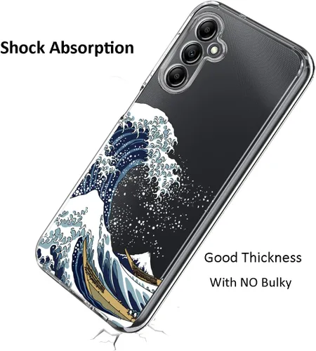 Miniatura 6 de Unov Funda diseñada para Galaxy A14 4G / 5G, funda transparente con patrón antideslizante en relieve, a prueba de golpes delgada protectora