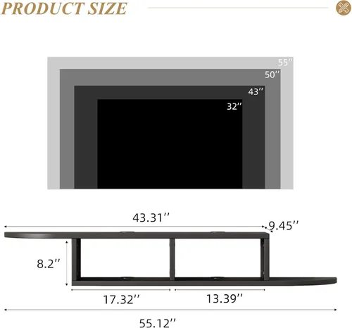 Miniatura 2 de 4 EVER WINNER Soporte de TV flotante con almacenamiento, estantes flotantes de 55" para pared, centro de entretenimiento flotante estante de pared