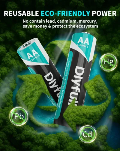 Miniatura 7 de DLYPOW Baterías AA recargables, baterías recargables AA de alta capacidad de 2800 mAh con baja autodescarga, baterías dobles A de larga duración
