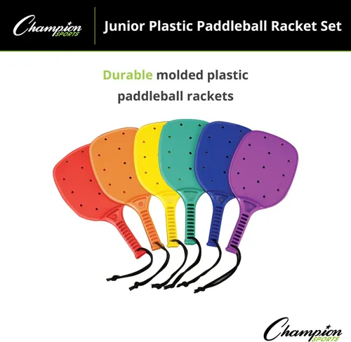 Miniatura 2 de Champion Sports Plastic & Foam Racket Sets – Durable, Lightweight Paddles for Youth Play & PE, Paddleball, Racquetball