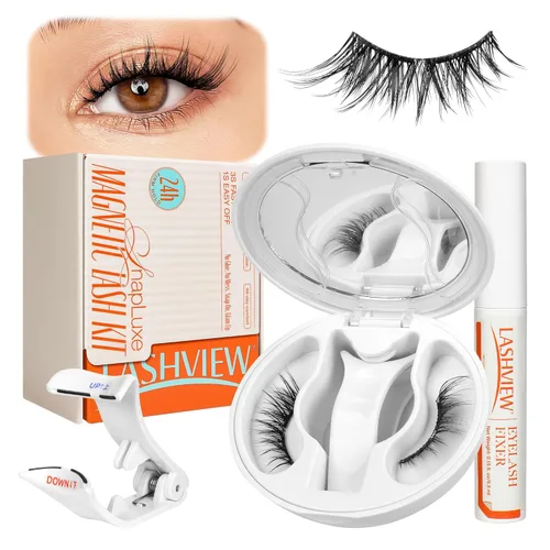 Miniatura 10 de LASHVIEW Pestañas magnéticas mejoradas con aplicador, pestañas magnéticas suaves, aspecto natural, reutilizables, no necesita pegamento, fáciles