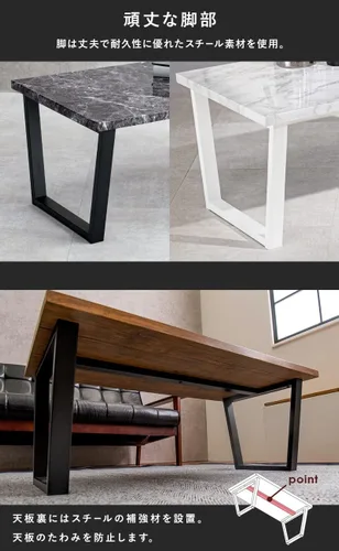 Miniatura 5 de Hagiwara LT-4395MBK Low Table, Center Table, Table, Desk, Marble Top x Steel Legs, Chic Modern, Living Room, Sofa Table, Width 35.4 inches (90 cm)