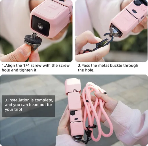 Miniatura 4 de Funda de Silicona para Pocket 3 y Cordón para el Cuello, Funda Protectora con Protector de Lente Resistente a Rayones, Ajustable, Fácil