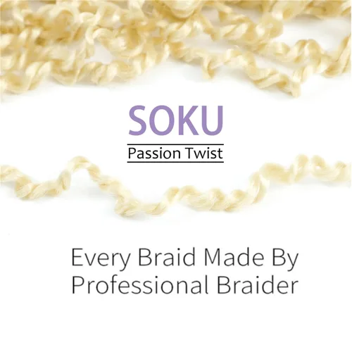 Miniatura 4 de SOKU Pelo rubio de ganchillo mini Passion Twist de 20 pulgadas – 5 paquetes de cabello de ganchillo senegalés pretrenzado 613 Majesty Twist Crochet