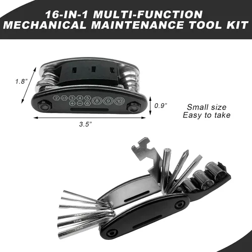 Miniatura 2 de Kit de herramientas para reparación de bicicleta Wevdn, herramienta multifunción de 16 en 1 con llave hexagonal y destornillador, herramienta
