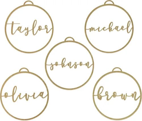 ROCC RUSTED ORANGE CRAFTWORKS CO. Adornos minimalistas personalizados (paquete de 5; 4 pulgadas) – Adorno de Navidad personalizado con nombre