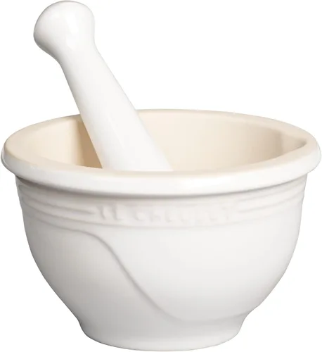 Le Creuset Juego de mortero y mortero de gres, 10 onzas., blanco