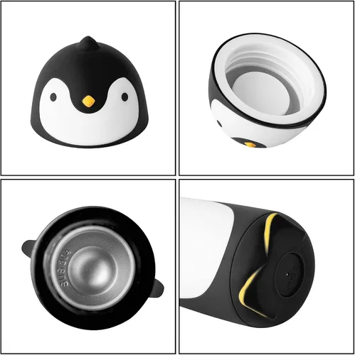 Miniatura 8 de Termo de acero inoxidable aislado al vacío, diseño de pingüino, taza de viaje, botella de té, agua y café