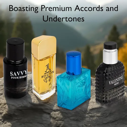 Miniatura 4 de Signature Scent - Juego de 4 fragancias pequeñas para hombre, incluye Savvy/1 mil millones/versos/colección de San Valentín de ingredientes