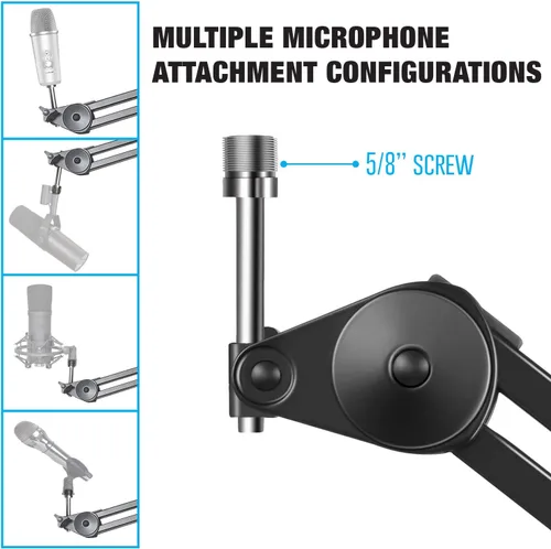 Miniatura 3 de AxcessAbles - Brazo de brazo de micrófono resistente de 3.3 pies con cable XLR de 6 pies y lazos, capacidad de 5 libras, soporte de escritorio