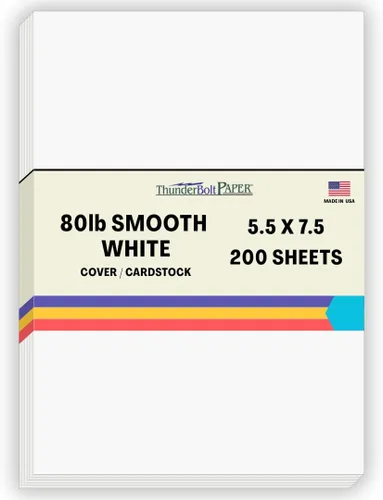 Miniatura 34 de 200 hojas de papel para tarjetas blanco brillante liso de 80#, 10,2 x 22,9 cm (4 x 9 pulgadas) Tamaño de inserción para sobre #10 - 36 kg/libra