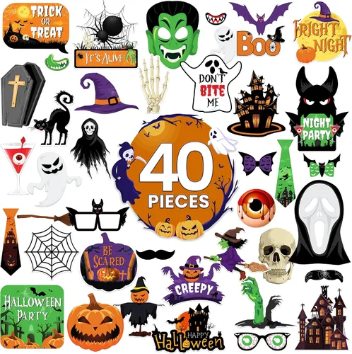 Miniatura 3 de KatchOn, Juego de accesorios de Halloween, paquete de 35 Accesorio de cabina de fotos del Día de los Muertos para decoraciones de fiesta mexicana