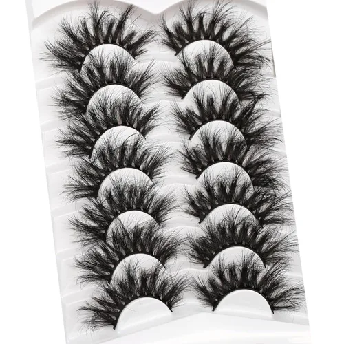 Miniatura 309 de Pooplunch - Pestañas postizas finas de visón sintético, estilo ojo de gato, naturales, cruzadas, tipo racimo, efecto 8D de volumen, tiras