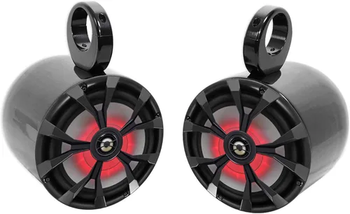 Rockville Paquete RKL80MB: Par RKL80MB 8 "900W Marine Wakeboard LED Tower Altavoces-Negro, Par MAC80B 7.7" Negro Aluminio Wakeboard Altavoces Pods,