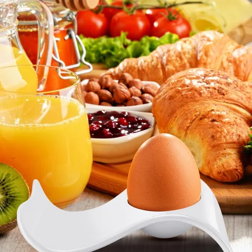 Miniatura 4 de Flexzion Taza de cerámica para huevos – 6 piezas de soporte duro para huevos duros y soporte para huevos hervidos suaves, taza de huevo blanco