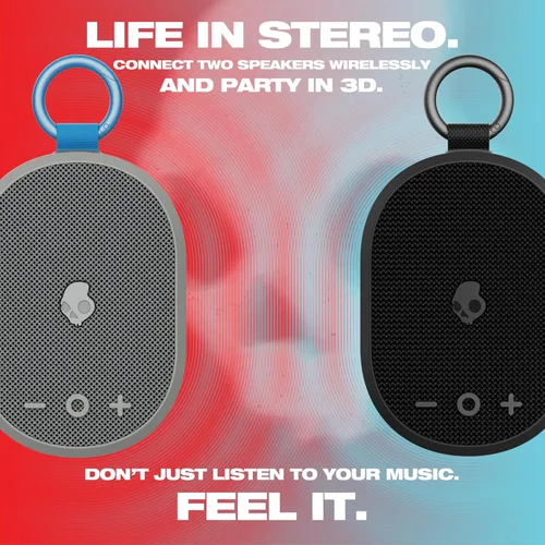 Miniatura 6 de Skullcandy Kilo - Altavoz Bluetooth inalámbrico - IPX7 Mini altavoz Bluetooth impermeable con batería de 24 horas, radiador pasivo de encendido Gris