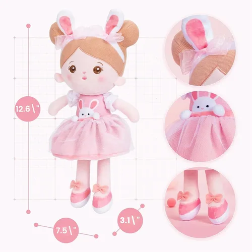 Miniatura 4 de OUOZZZ Juguetes suaves de muñeca de bebé de 12.6 pulgadas para regalos de niña de 1 año, regalos de Pascua, conejito de peluche para niños, juguetes