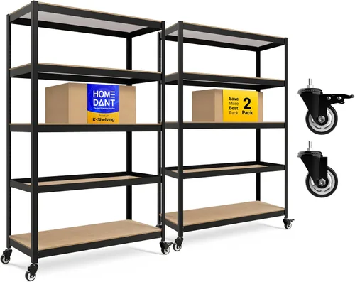 Miniatura 23 de HOMEDANT House Carrito Rodante de Metal de 24.4" con 5 Niveles, Estantería con Rodajas de Servicio Pesado Laminadas, Unidad de Estantería