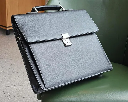 Miniatura 7 de Mens Leather Briefcases Office Attorney Student Attache Case Messenger Bag wPadded Compartment,Black