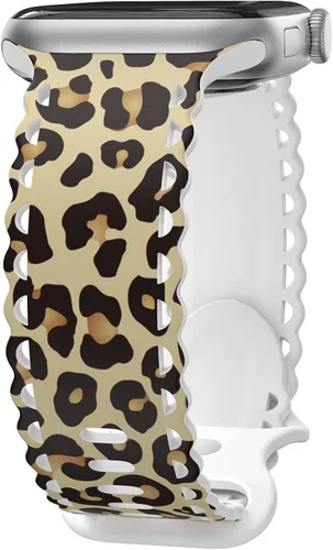 Miniatura 29 de Correa de encaje floral compatible con Apple Watch de 40mm 44mm 46mm 41mm 45mm 38mm 42mm 49mm, mujeres, correa deportiva de repuesto de silicona E
