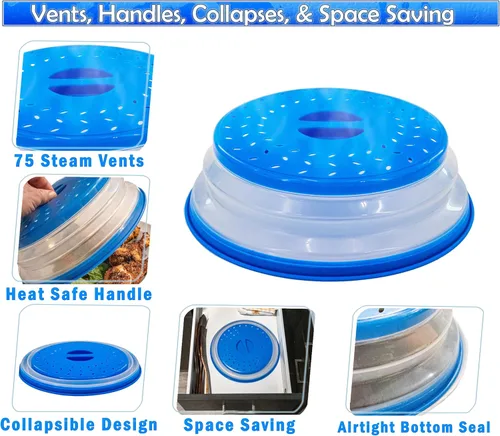 Miniatura 2 de Cubierta protectora contra salpicaduras de microondas, tapa plegable para protección de alimentos y fácil almacenamiento, sin BPA, apta