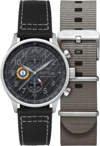 Miniatura 8 de Reloj analógico AV-4011 Hawker Hurricane, con mecanismo de cuarzo japonés, con correa de piel, de AVI-8
