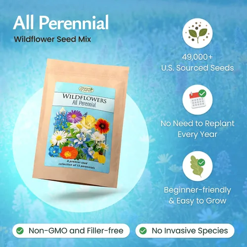 Miniatura 2 de Created By Nature Todas las semillas de flores perennes, 15 variedades de flores, 49,000 semillas de flores silvestres