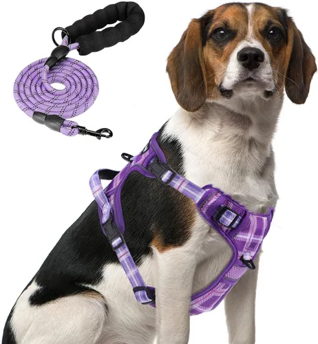 Miniatura 54 de PUPTECK Arnés táctico sin tirones para perro, tamaño mediano, arnés reflectante ajustable con asa para perro, de fácil control, cómodo y suave