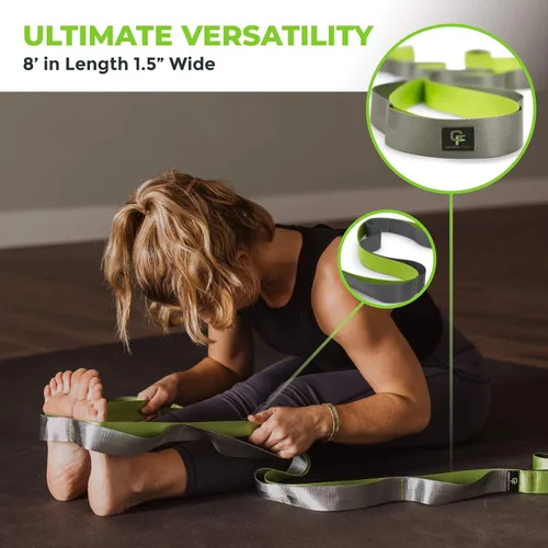 Miniatura 5 de Gradient Fitness Correa de Estiramiento para Terapia Física, Correa de Estiramiento de 12 Bucles Múltiples de 1.5 pulgadas de ancho x 8 pies